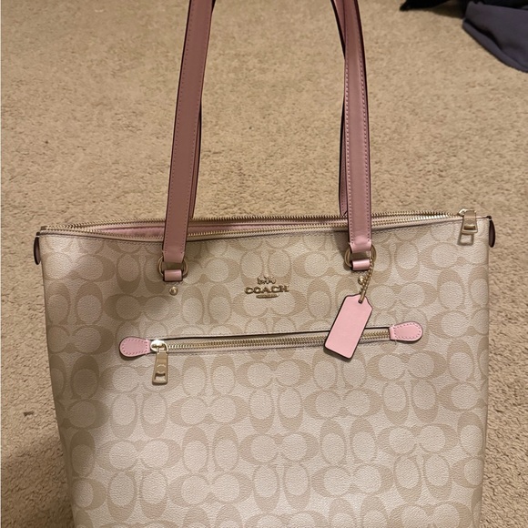 Coach Signature Beige and Pink Tote - Picture 2 of 5